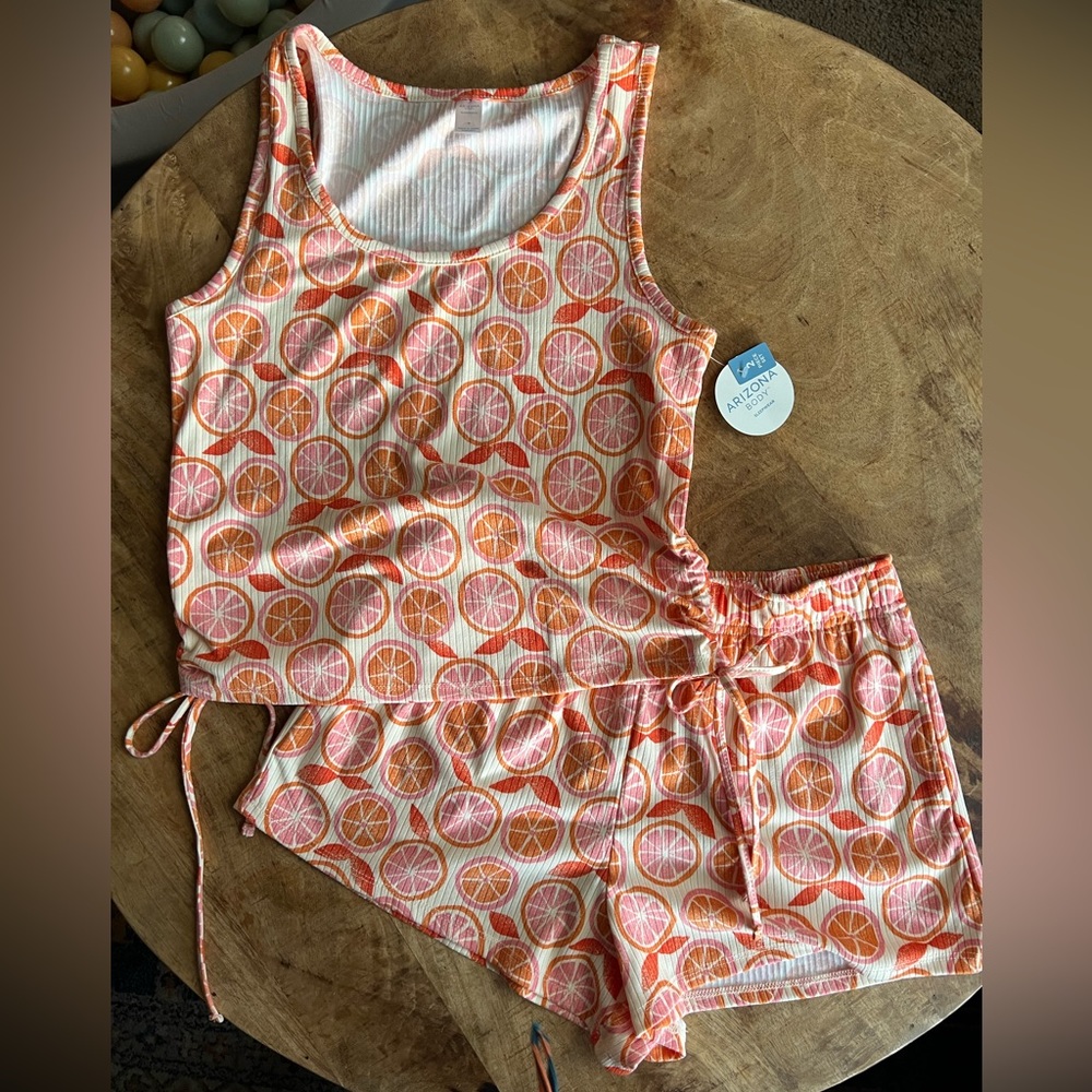 Orange Citrus Print Pajama Set